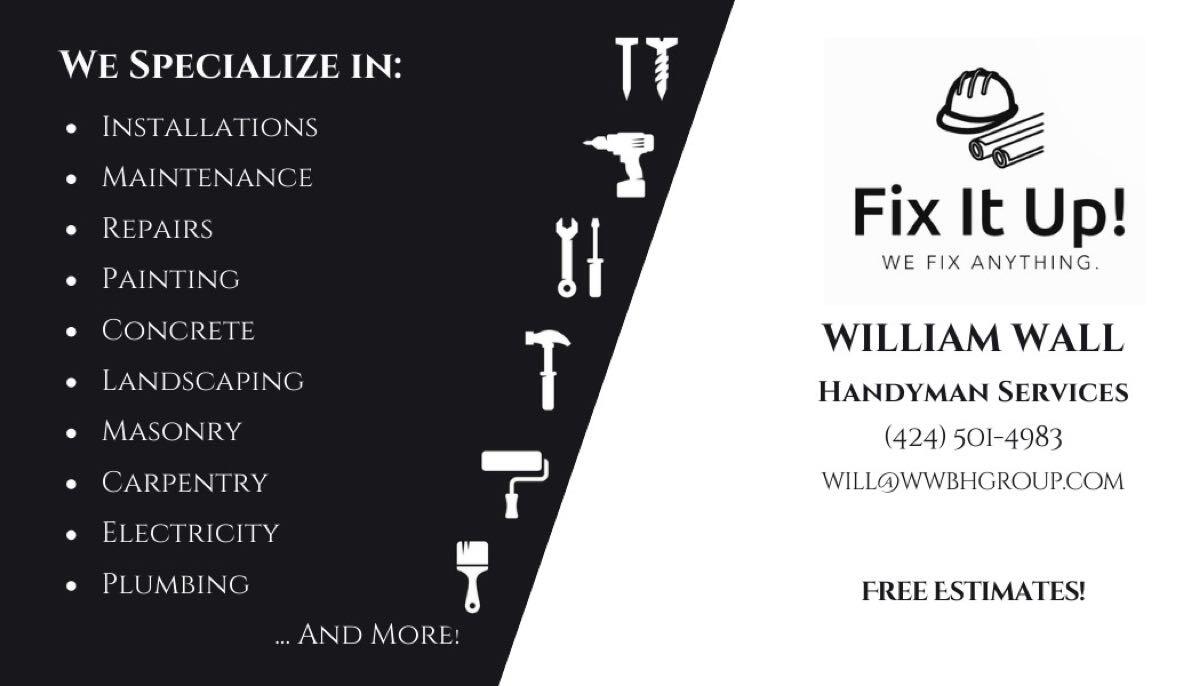 Fix It Up Handyman team Wil and helper providing reliable handyman services in Hawthorne, CA