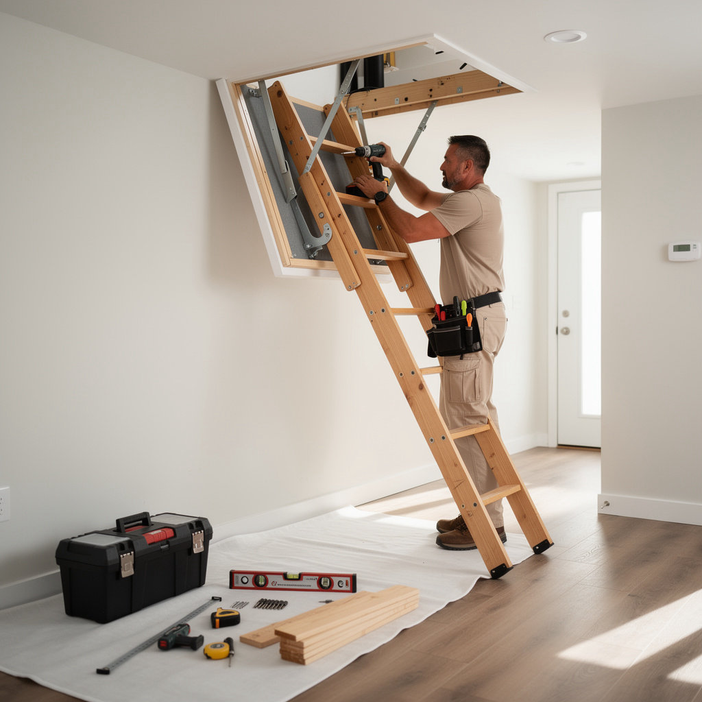 Fix It Up Handyman professional attic ladder installation service in Hawthorne, CA for safe home storage access